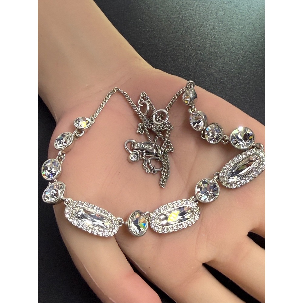 Vintage Givenchy Rhinestone Signed Necklace Crystals Y2K 18"